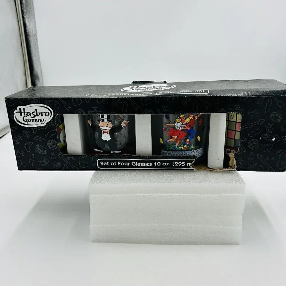 Hasbro Gaming Drinking Glass Set of 4 Twister Candy Land Scrabble Monopoly NIB - Picture 2 of 8